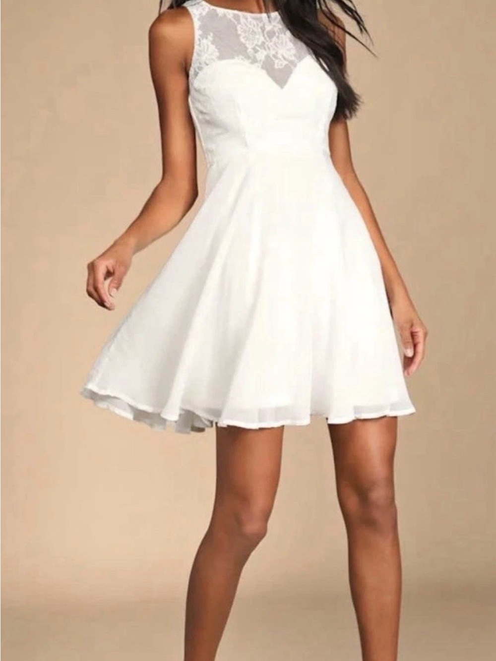 Lulus White Lace Yoke A-Line Dress